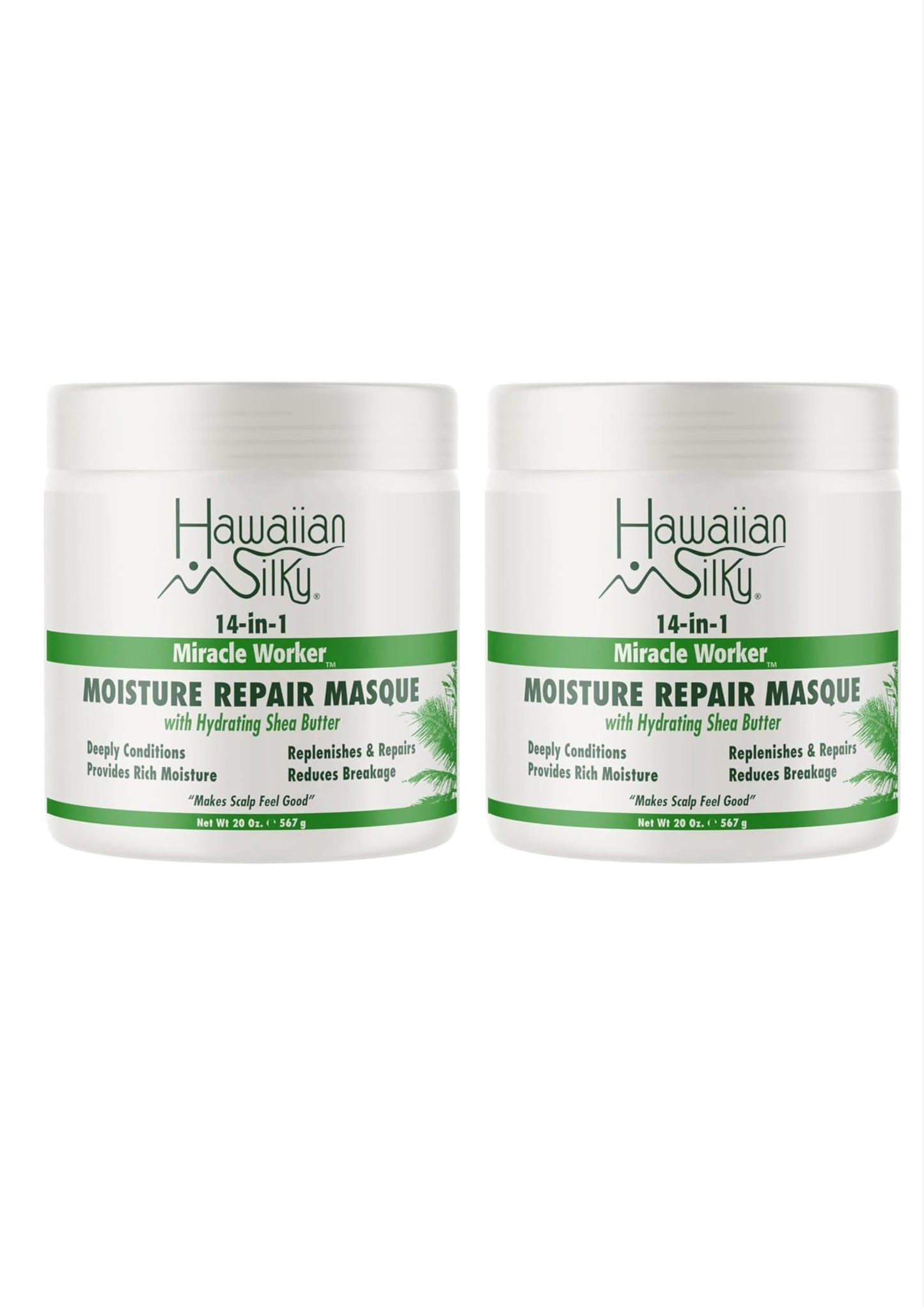 Hawaiian Silky 14-in-1 Miracle Worker | Moisture Repair Masque w/Hydrating Shea Butter 20 oz (Pack of 2)