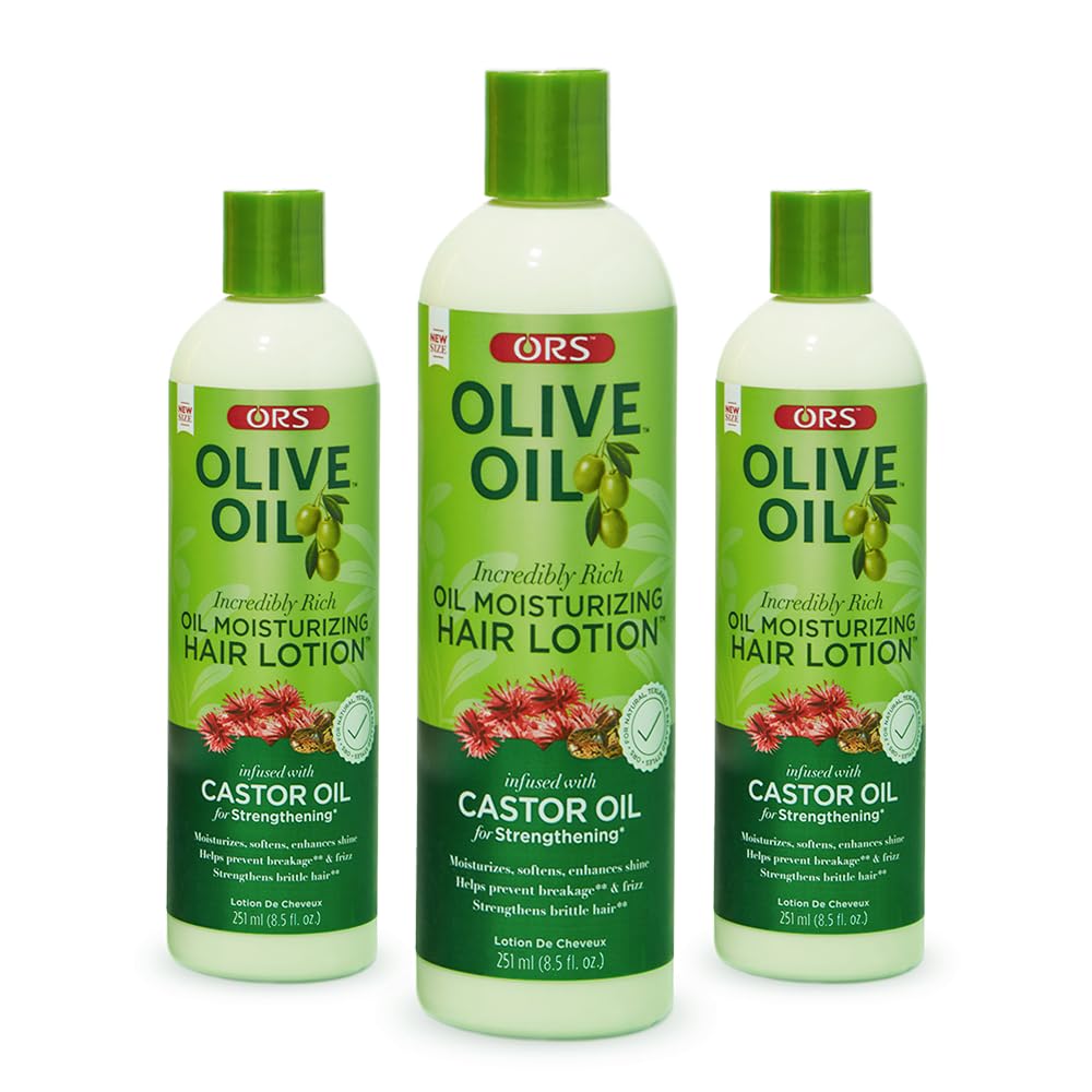 ORS Olive Oil Incredibly Rich Moisturizing Hair Lotion with Castor Oil 8.5 Ounces (Pack of 3)