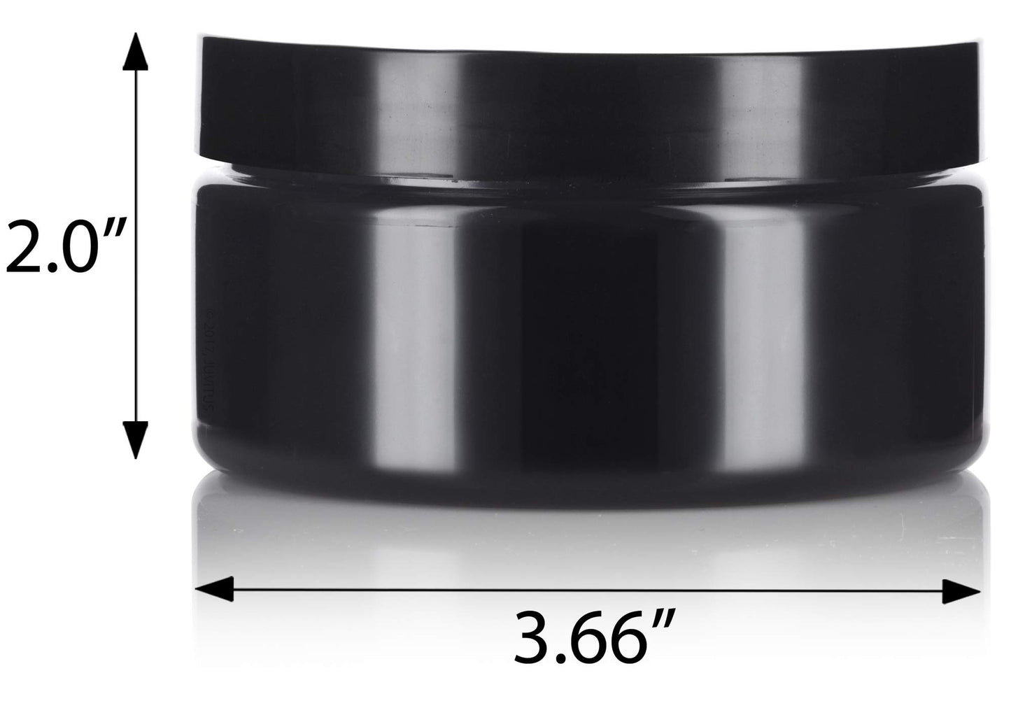 8 oz Black PET Plastic Refillable Low Profile Jar with Black Lid (6 Pack)