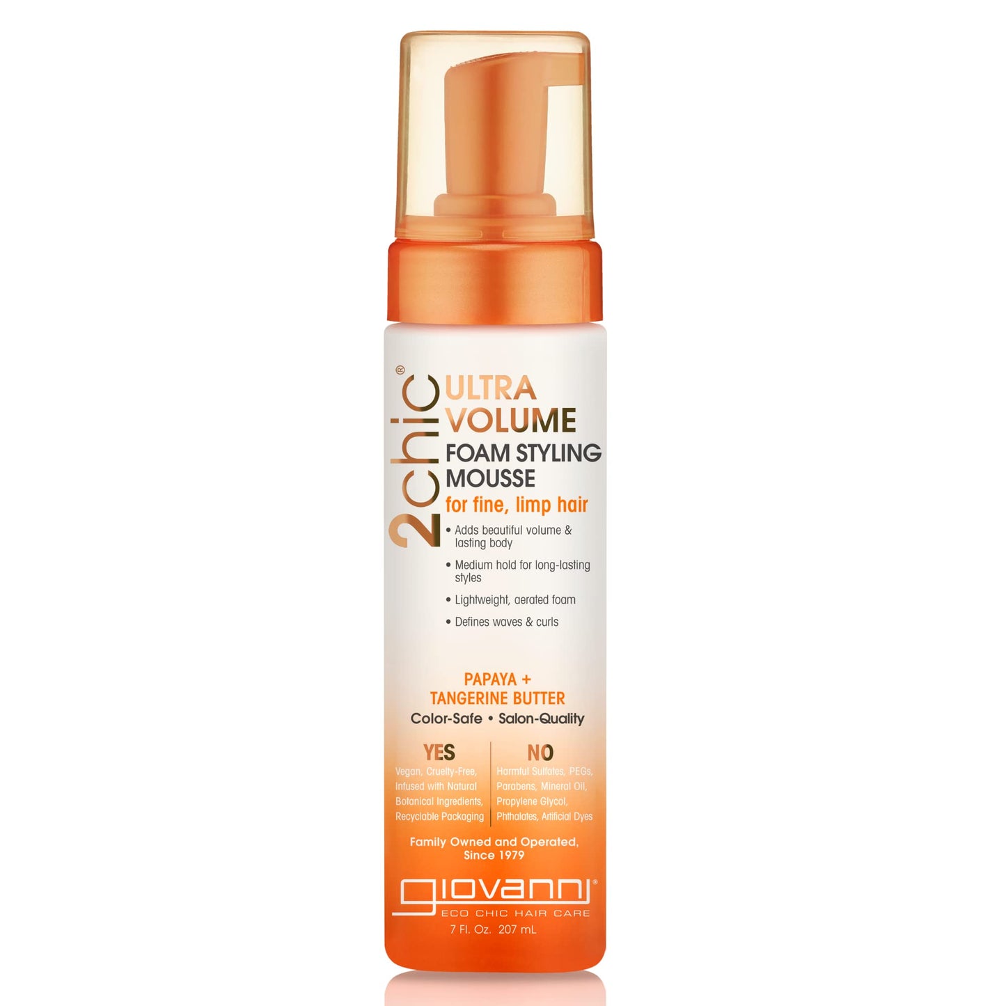 GIOVANNI 2Chic Ultra Volume Mousse for Fine & Thin Hair - Volumizing Hair Foam for Women & Men, Foaming Texture for Defining & Enhancing - Papaya