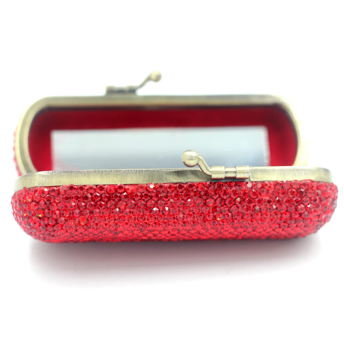 Bestbling Bling Rhinestone Crystal Lipstick Case Holder Organizer bag Cosmetic Storage for Women's Lipstick Jewelry Kit (Red)