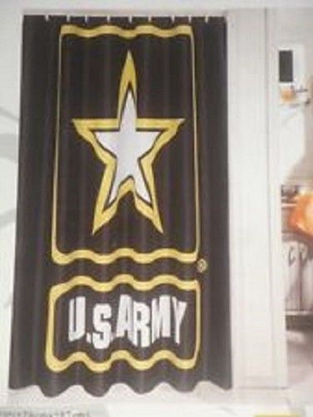 Black US Army Star Shower Curtain 70x72 100% Polyester (Licensed by Army)