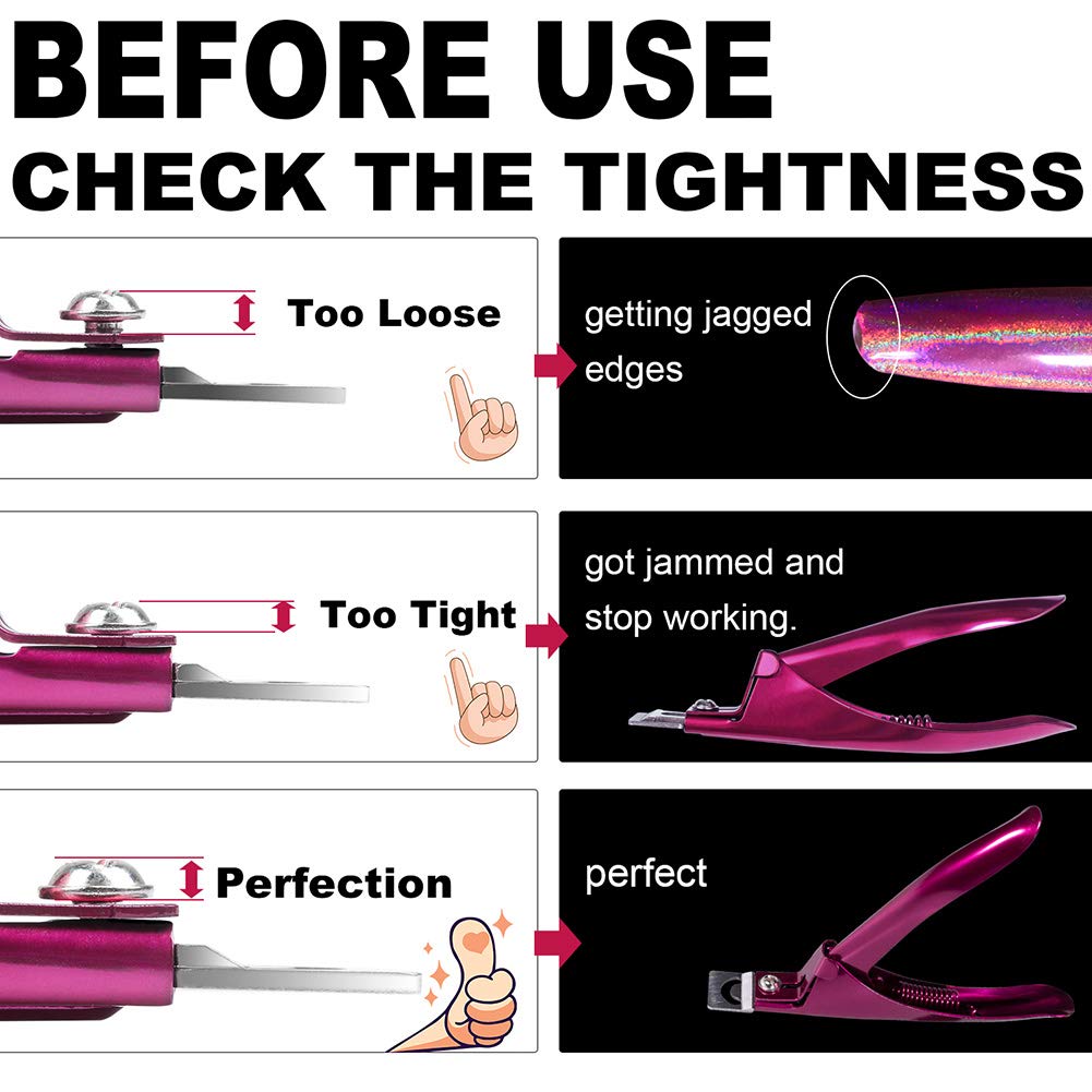 Elegant Violet Red Premium Adjustable Stainless Steel Artificial Acrylic Fake False Nail Tip Clipper Cutter Trimmer Manicure Pedicure Sharp Blade Clip