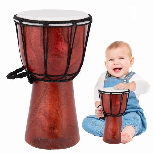 ArtCreativity 8" Mini Wooden Toy Drum – Rustic Djembe Musical Instrument for Kids, Toddlers, Birthday Gift & Party Favor