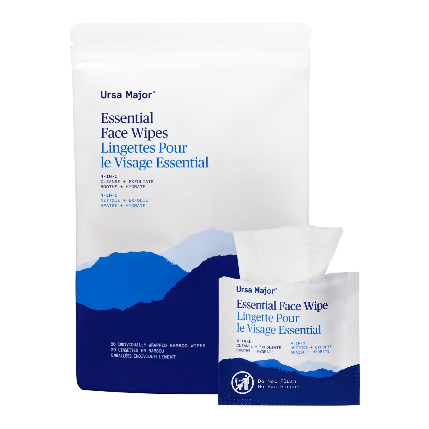 Ursa Major Essential Face Wipes | Natural, Biodegradable, Cruelty-Free | Cleanse, Exfoliate, Soothe and Hydrate | Individually Wrapped | 20 Count Beauty and Personal Care Ursa Major Default Title