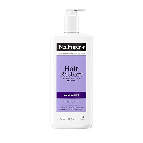 Neutrogena Hair Restore Strength + Purity Shampoo, Exfoliating Hair Wash with 1.5% Mandelic Acid Gently Removes 97% of Buildup & Reduces Shedding due