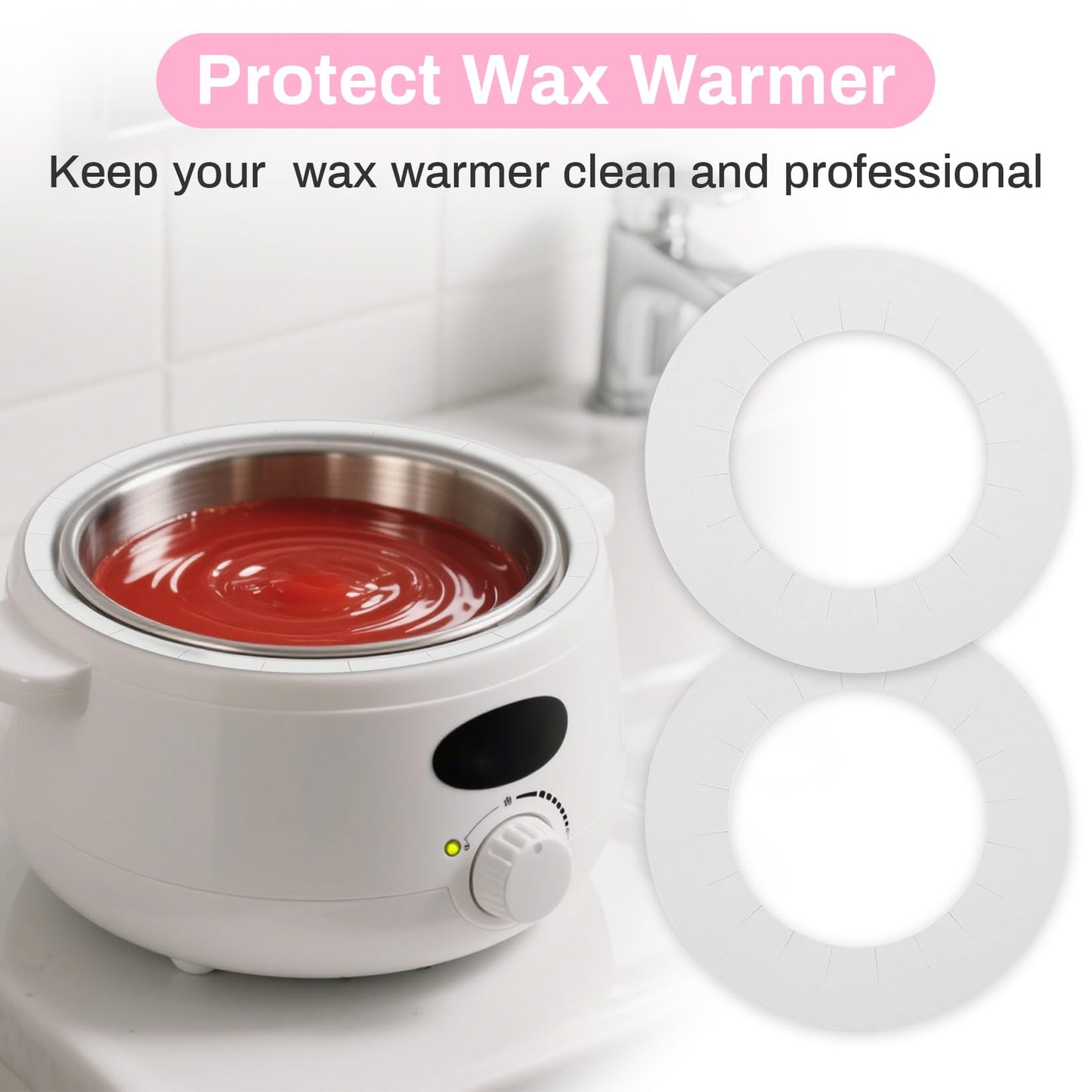 RAQEHO Wax Collars for Wax Pot - 50PCS Disposable Coated Paper Protective Clean Collar for 14oz Wax Warmer Melting Pot for Hair Removal Women Wax Bath Beauty and Personal Care RAQEHO