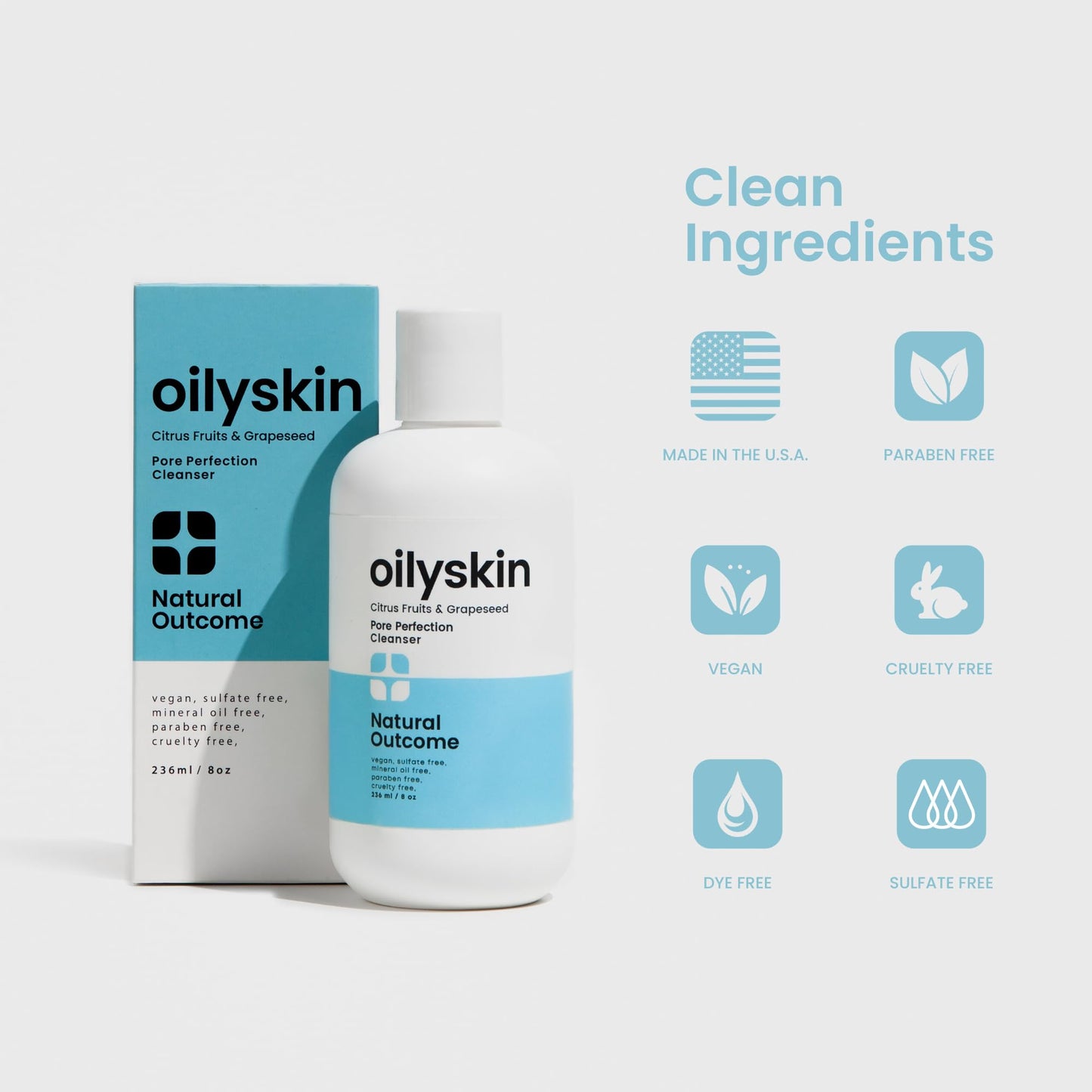 natural outcome Oily Skin Cleanser | Oil Control Daily Face Wash | Pore Hydrating Non-Greasy Cleansing Gel with Purifying Citrus Extracts for Oily