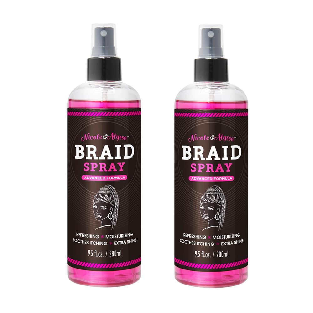 Nicole & Alyssa Braid Spray 9.5oz - for BOHO, Box & Knotless Braids, Crochet Hair Styles, Twists, Locs & Cornrows - Refreshing Moisturizing Braid