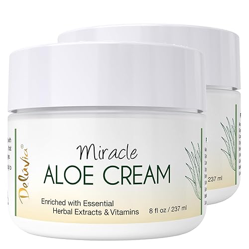 Deluvia Miracle Aloe Cream | Face & Body Moisturizer with Vitamin E & Organic Aloe Vera | Hydrating, Soothing for Dry Skin, Anti-Wrinkle, Acne Scars