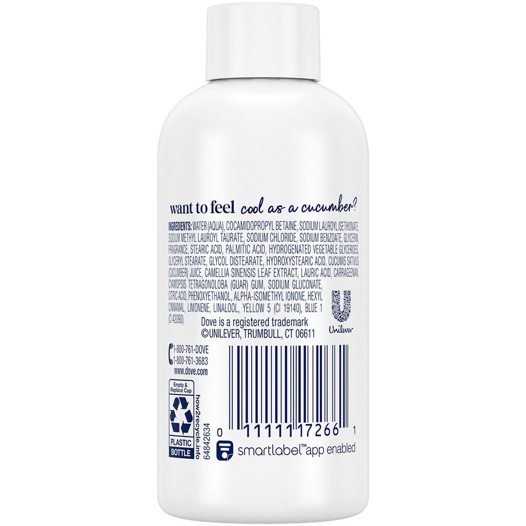 Dove Travel Body Wash, Refresh, Cucumber & Green Tea, Moisturizing for Lotion-Soft Skin, 3 Oz