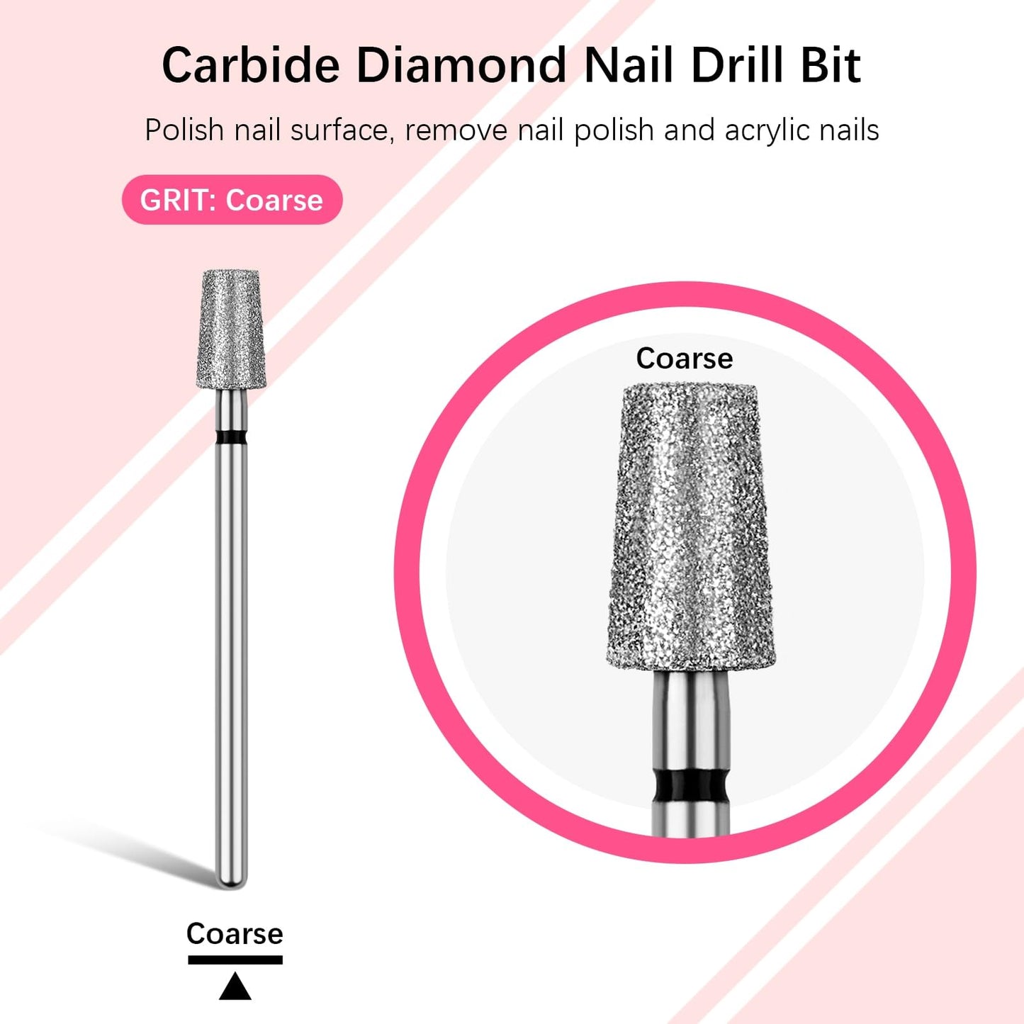 Rolybag Cuticle Nail Drill Bits Tapered Barrel Cuticle Drill Bit for Nail Diamond Drill Bits 3/32” Professional Safety Cuticle Clean Drill