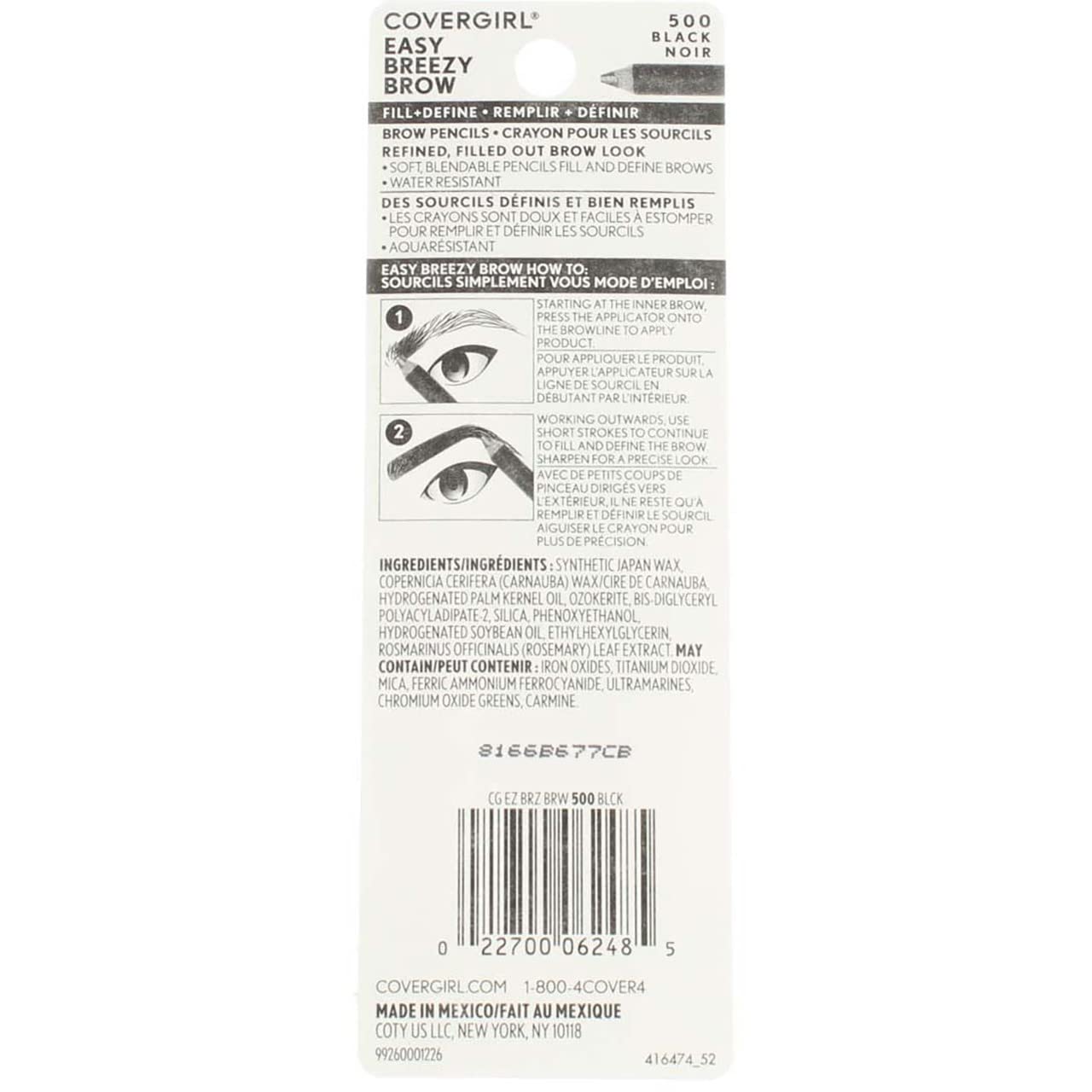 CoverGirl Professional Brow & Eye Makers Brow Shaper & Eyeliner, Midnight Black 500, .06 oz (Pack of 6)