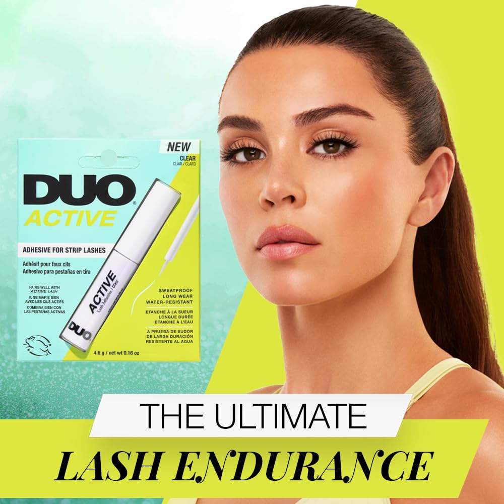 DUO Active Clear Lash Glue - Brush-On Lash Adhesive for Strip Lashes, Quick-Dry, Waterproof Eyelash Glue, 0.16 oz (4.6g)