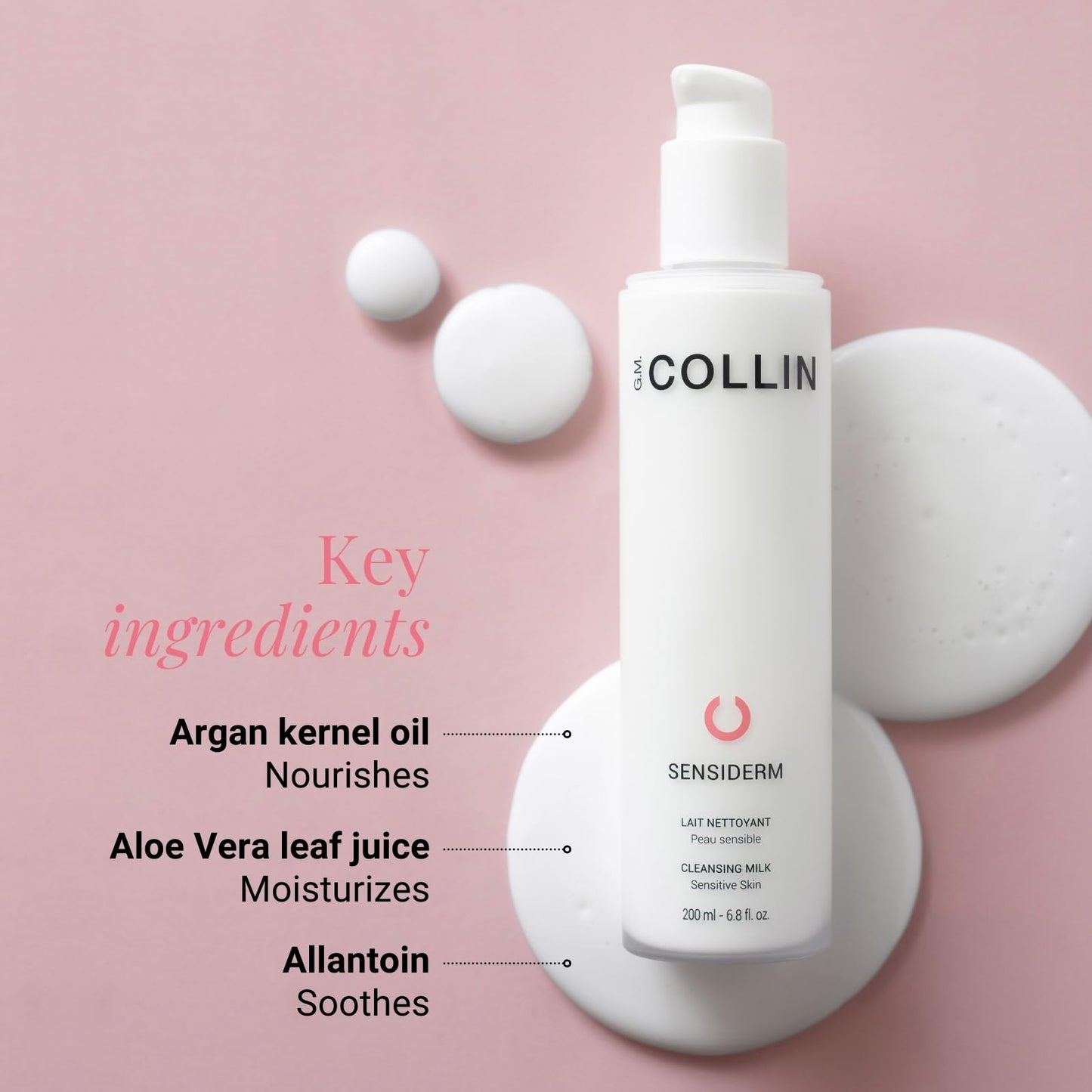 G.M. COLLIN Sensiderm Cleansing Milk | Gentle Face Cleanser for Sensitive Skin | Hydrating Makeup Remover