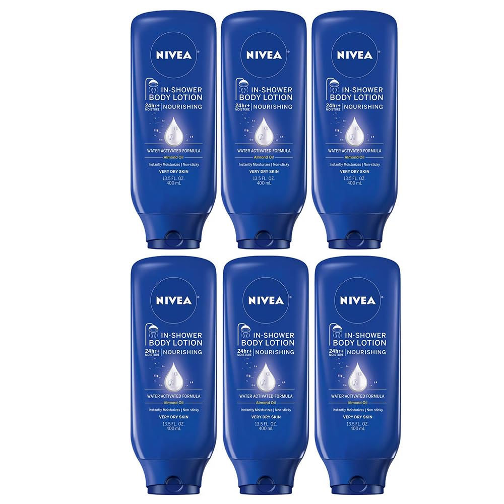 Nivea Lotion In-Shower Nourish For Very Dry Skin 13.5 Ounce (400ml) (6 Pack)