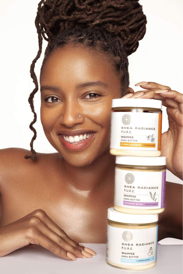 Shea Radiance P.U.R.E. Whipped Shea Butter with Colloidal Oatmeal - Whipped Body Butter Blended with Skin Soothing Oatmeal & Moisturizing Rice Bran