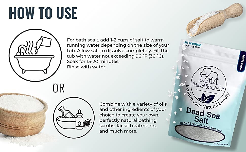 Natural Elephant Dead Sea Bath Salt | 5 Pound Bag (80oz) | 100% Natural and Pure| Coarse Grain | Ideal for Baths and Soaks
