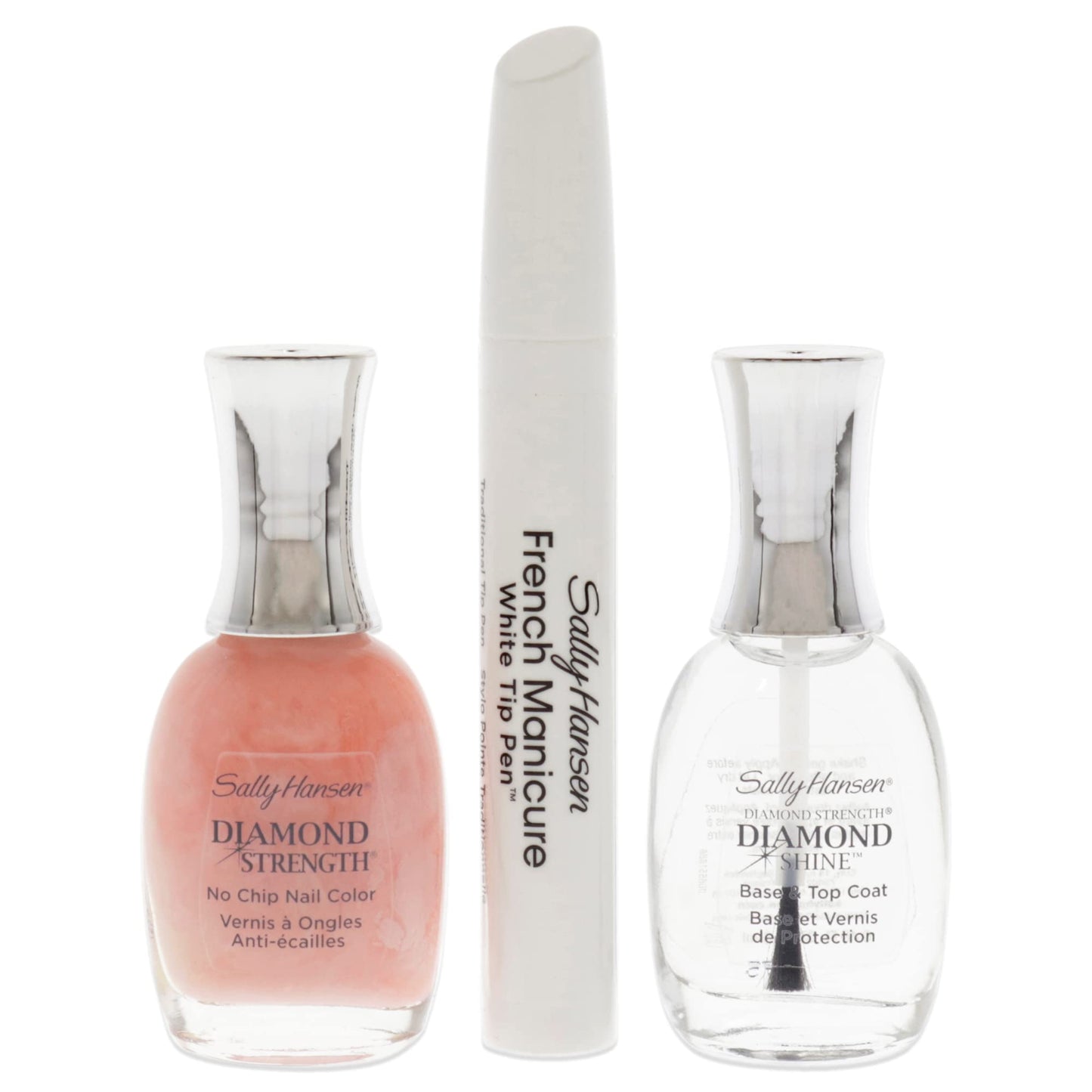 Sally Hansen Diamond Strength French Manicure Set - 45141 Ballet Bare 0.45oz Nail Polish - 3227 Ballet Bare, 0.45 Base and Top Coat, 0.16oz Precision