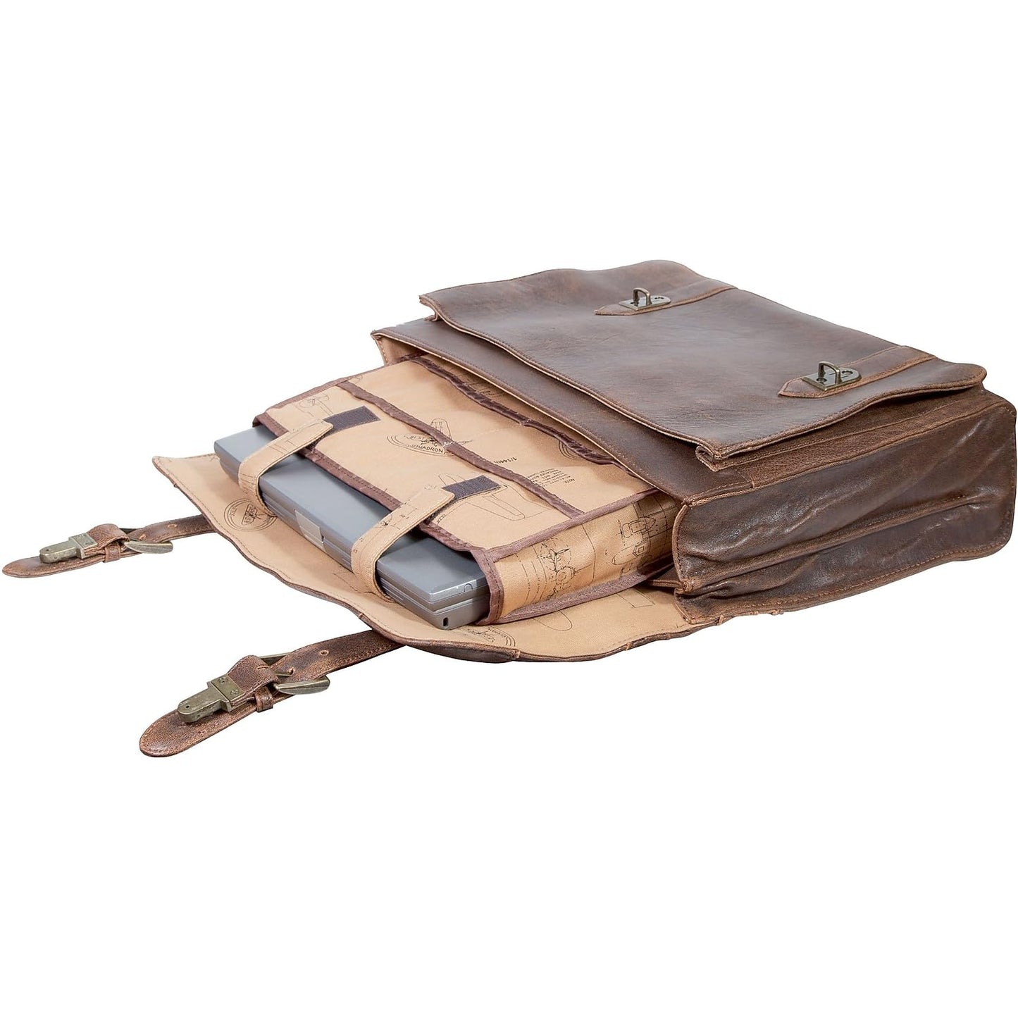 Scully Genuine Lamb Leather Satchel Briefcase, Antique Brown (602-10-29-F)