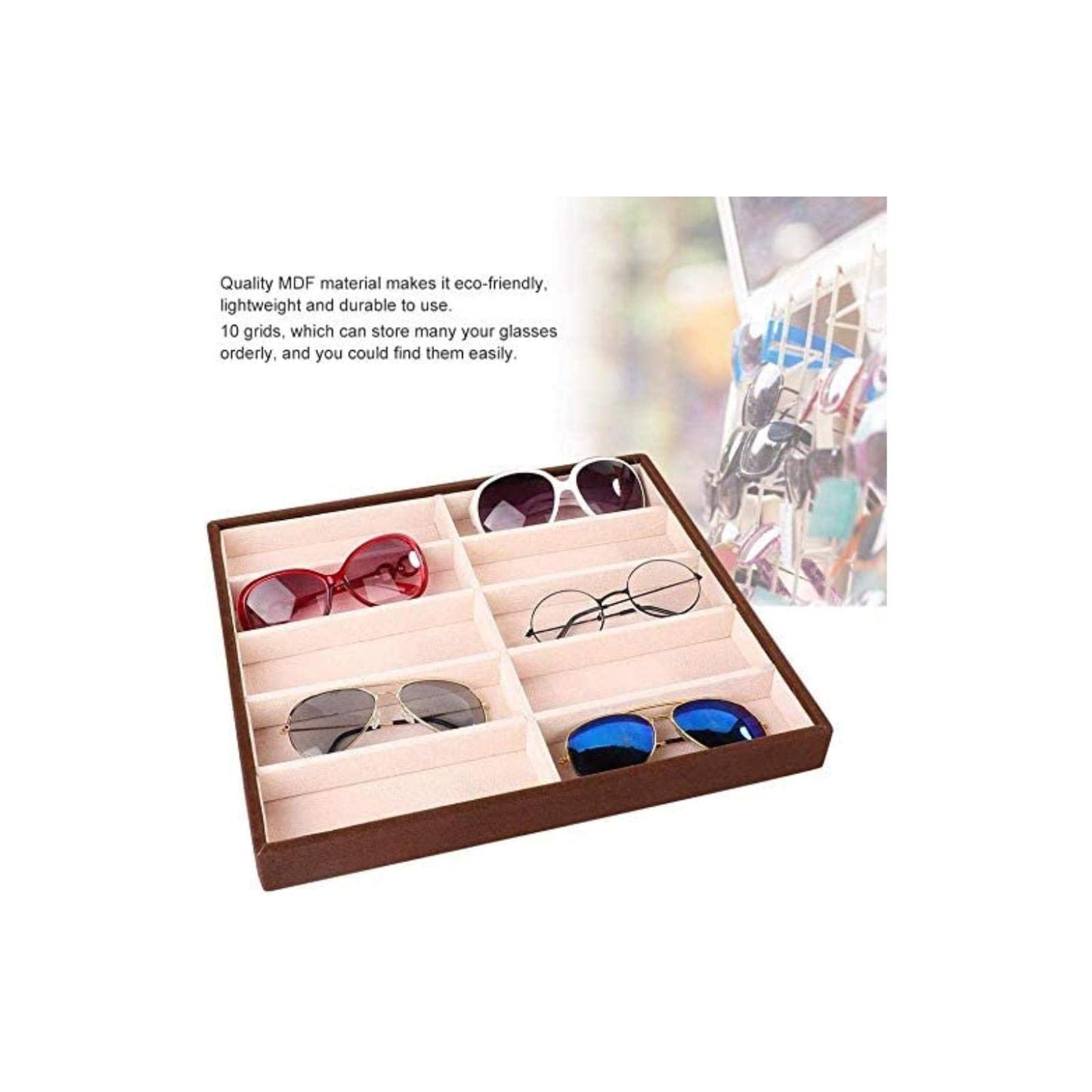 10 Grids Sunglass Box, Modern Glasses Organizer Eyeglass Display Storage Cases, Compartment Eyewear Storage Box Christmas, Valentine's Day, Mother's…