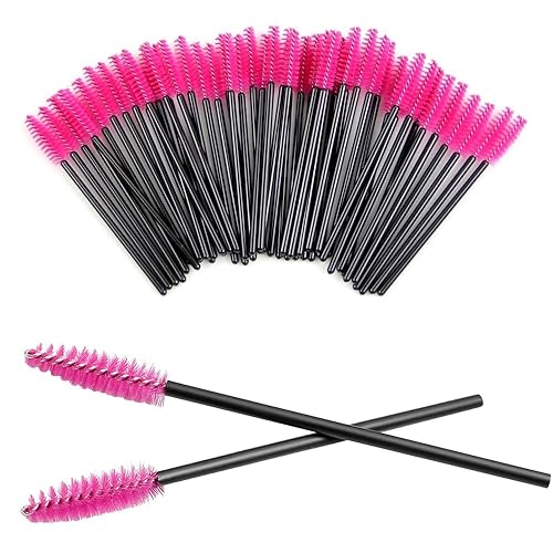 200Pcs Disposable Eyelash Wands Mascara Brushes Eyebrow Brush Lash Extension Combs Applicator Makeup Brush Rose red