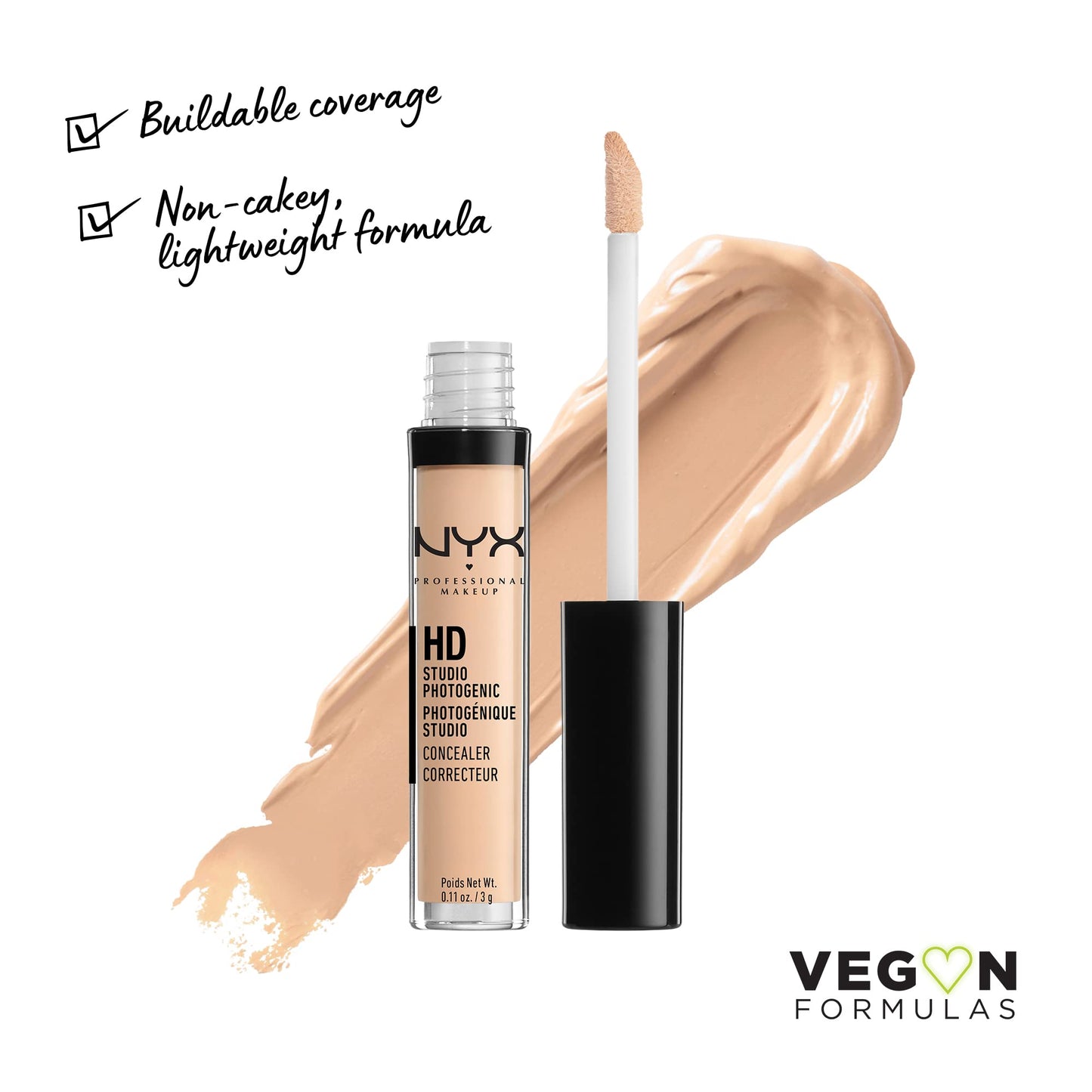 NYX PROFESSIONAL MAKEUP HD Studio Photogenic Concealer Wand, Medium Coverage - Light