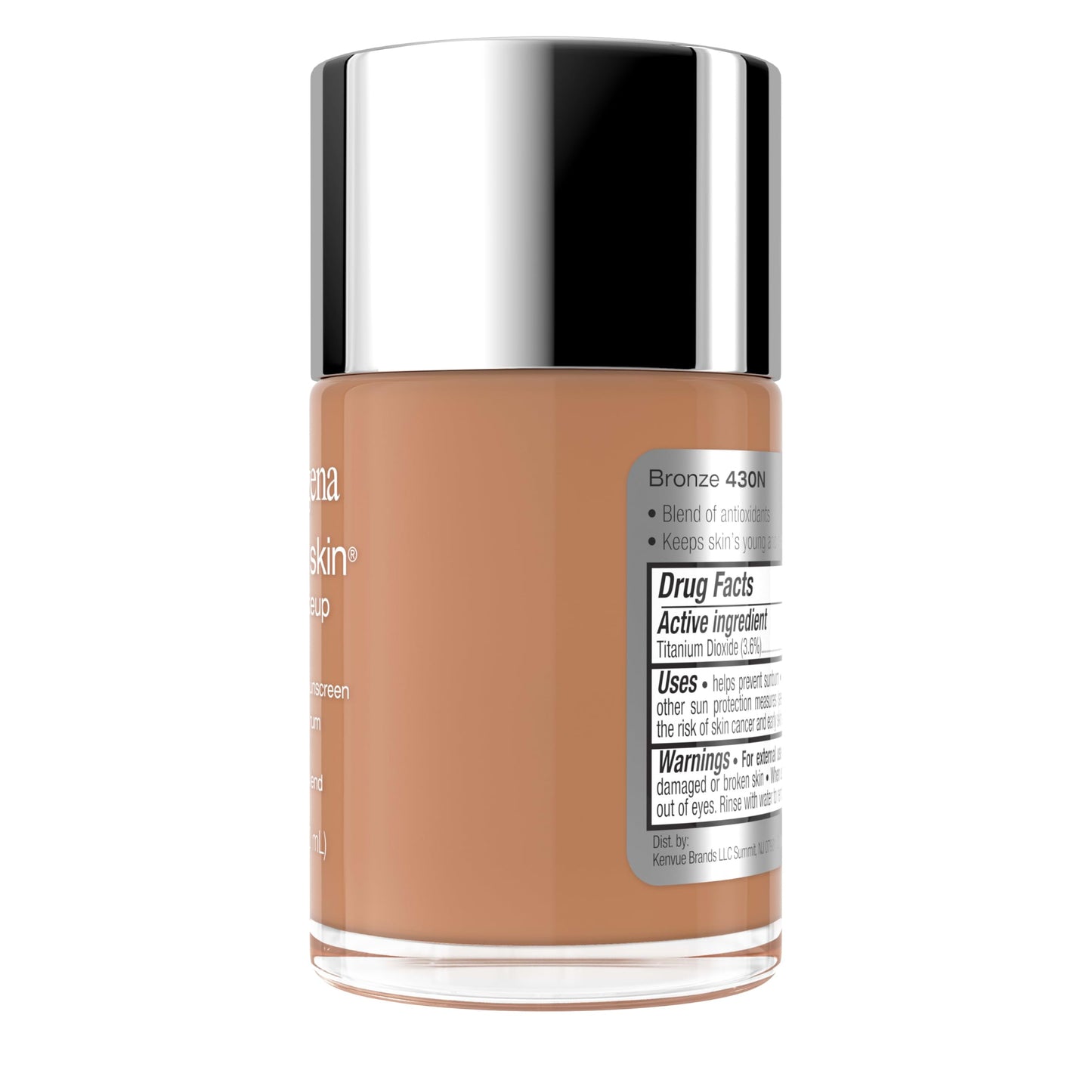 Neutrogena Healthy Skin Liquid Foundation Makeup Broad Spectrum SPF 20 Sunscreen, Medium Coverage, Vit B5, Antioxidants, All Day Wear, Bronze 430N, 1