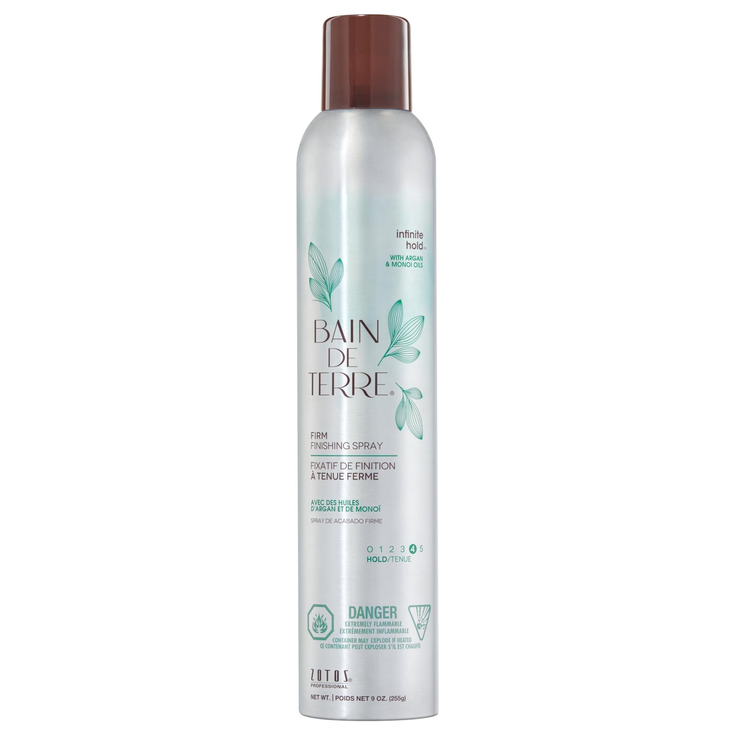 Bain de Terre Infinite Hold Firm Finishing Spray, Lasting Control & Shine, Heat & Humidity Protection with Argan & Monoi Oils, Paraben-Free
