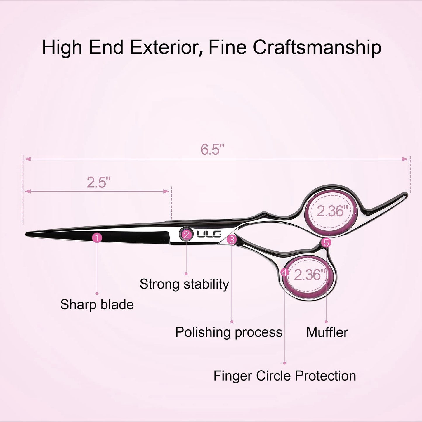 ULG Hair Cutting Scissors Thinning Shears Kit, Professional Barber Hairdressing Salon Razor Edge Scissor, Japanese Stainless Steel 6.5 inch - Classic Beauty and Personal Care ULG