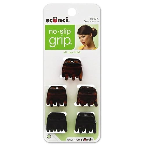Scunci, No-Slip Grip Jaw Clips, 5 Count