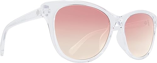 SPY OPTIC Spritzer, Cat-Eye Sunglasses, Color and Contrast Enhancing Lenses, Clear - Pink Sunset Lenses