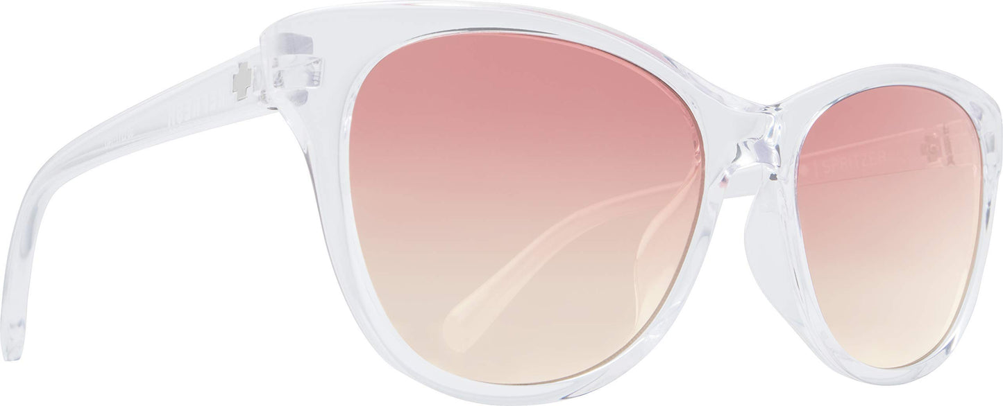 SPY OPTIC Spritzer, Cat-Eye Sunglasses, Color and Contrast Enhancing Lenses, Clear - Pink Sunset Lenses