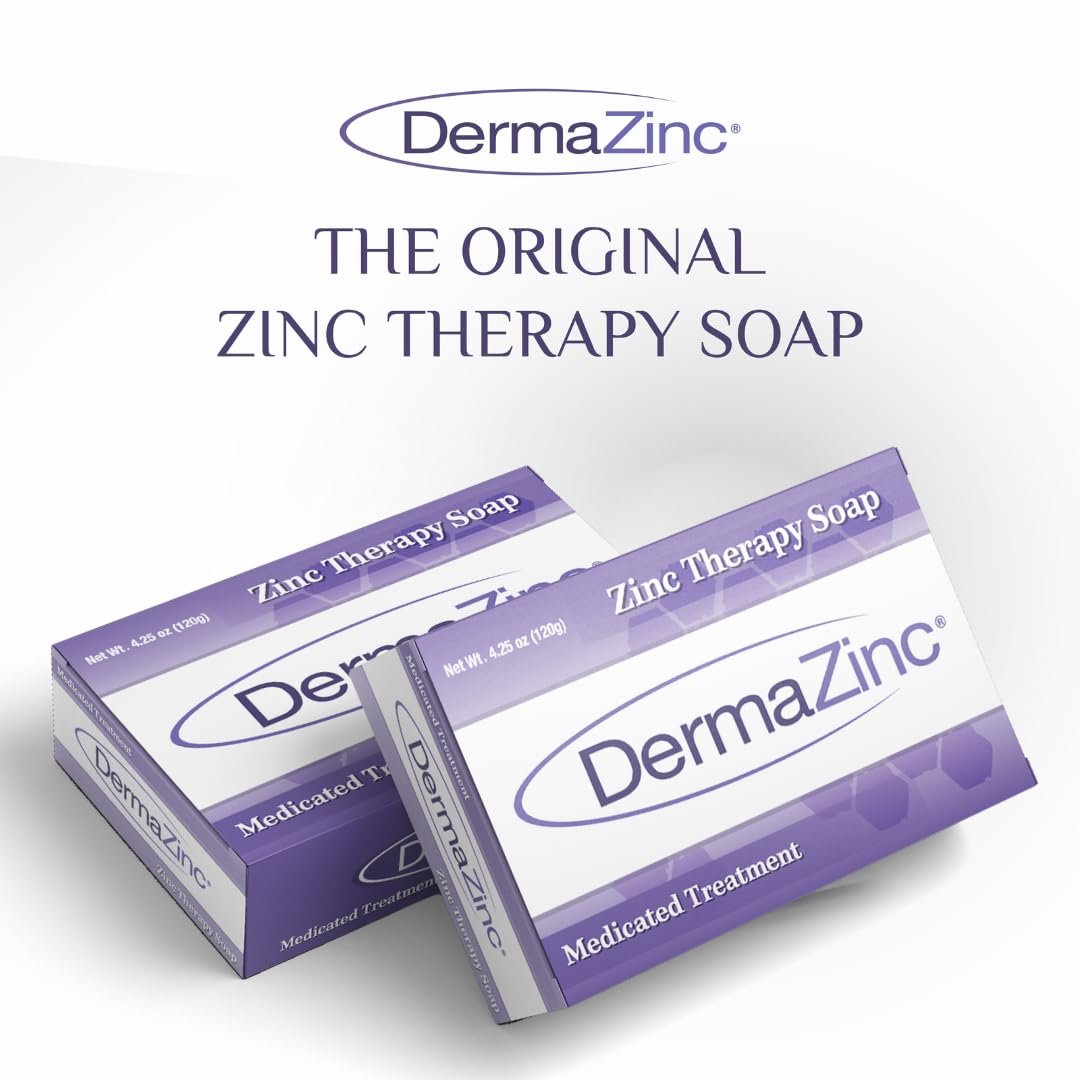 DermaZinc Therapy Soap, Zinc Soap for Skin, Skin Disorder Relief for Psoriasis, Dermatitis, Eczema, and Other Condition Symptoms (Pack of 3) Beauty & Personal Care DermaZinc