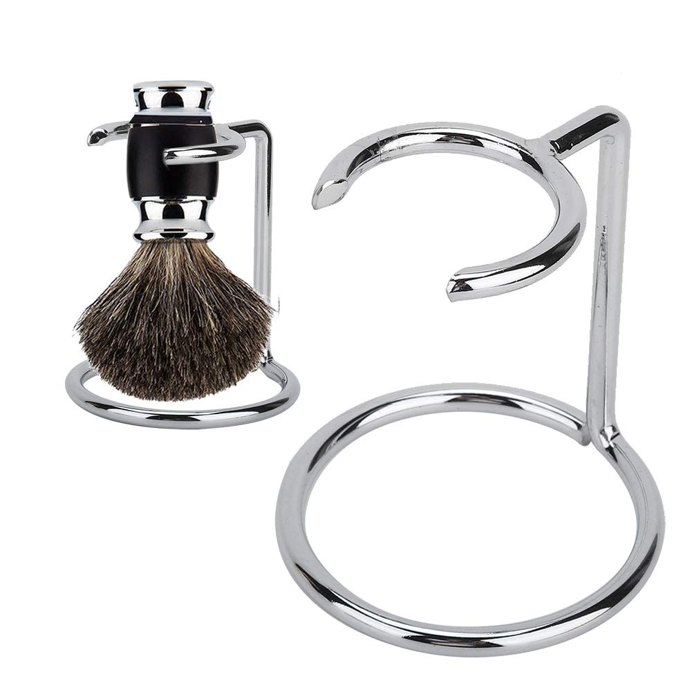 Men Razor and Shaving Brush Stand, Stainless Steel Shave Brush Holder Razor Storage Protect Shaving Kit Fits Most Razors and Brushes for Salon Home Beauty and Personal Care BORDSTRACT