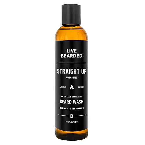 Live Bearded Beard Wash, 8 fl oz - Water-Based Face Cleanser with All-Natural Ingredients for a Gentle, Deep Clean - Made in the USA | Straight Up