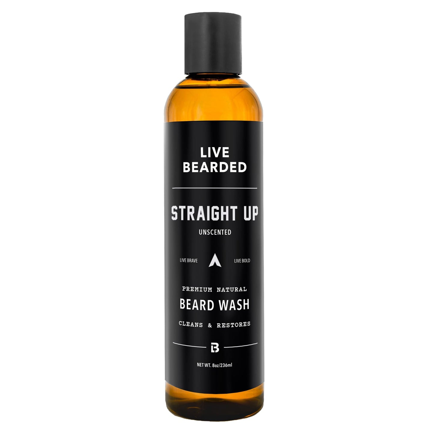 Live Bearded Beard Wash, 8 fl oz - Water-Based Face Cleanser with All-Natural Ingredients for a Gentle, Deep Clean - Made in the USA | Straight Up