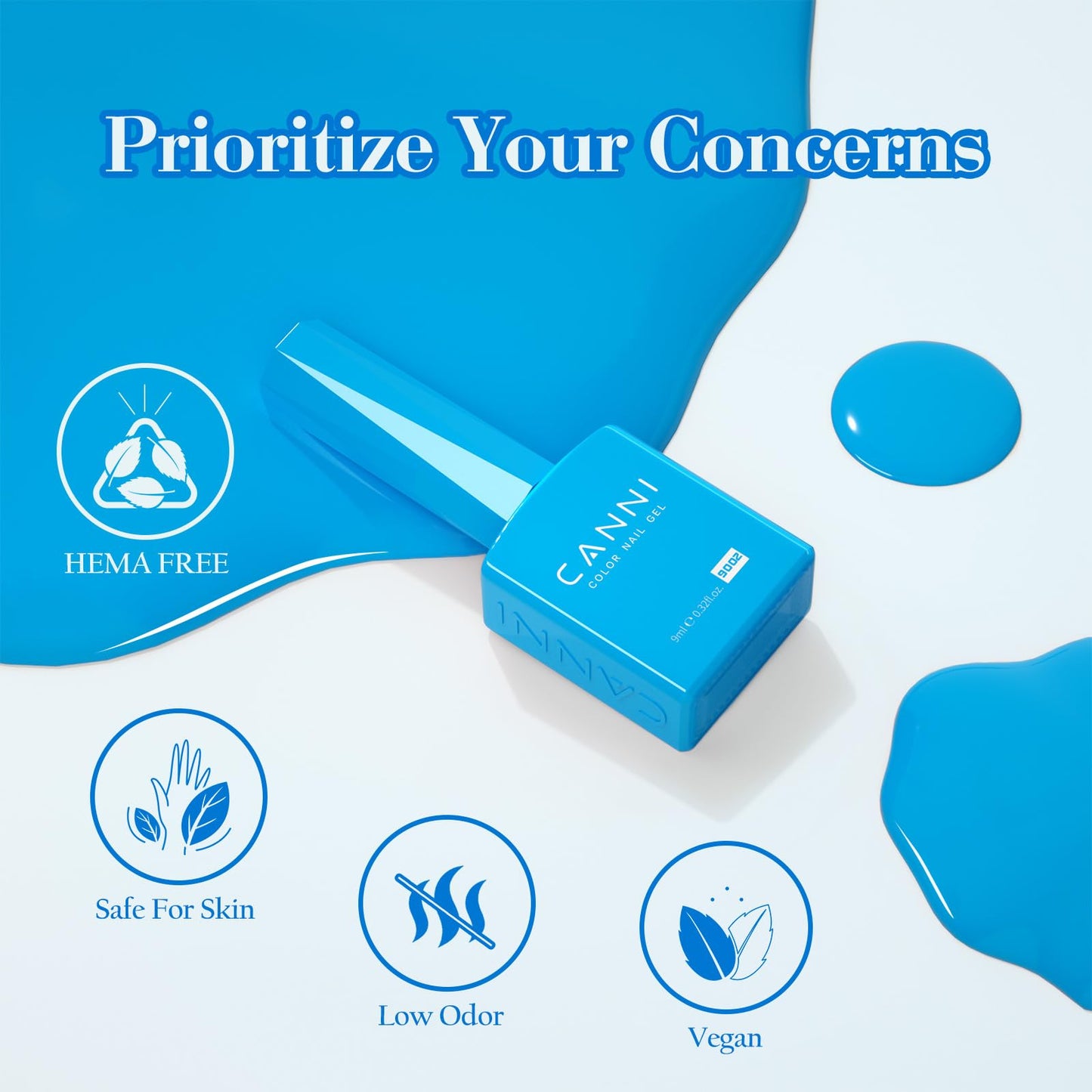 CANNI Blue Gel Nail Polish Set - 6 Colors 9ML Baby Royal Light Blue - Aquarius Ocean-Inspired Summer Gel, Soak Off UV LED Polish for DIY Manicure Beauty and Personal Care CANNI