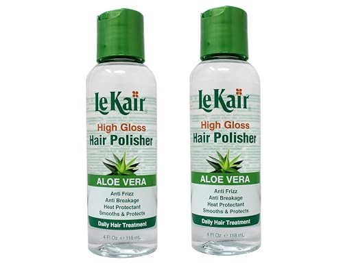 Le Kair High Gloss Hair Polisher with Aloe Vera, Anti Frizz, Anti Breakage, Heat Protectant, Smooths & Protects Daily Hair Treatment 4 fl. Oz - 2 Pack