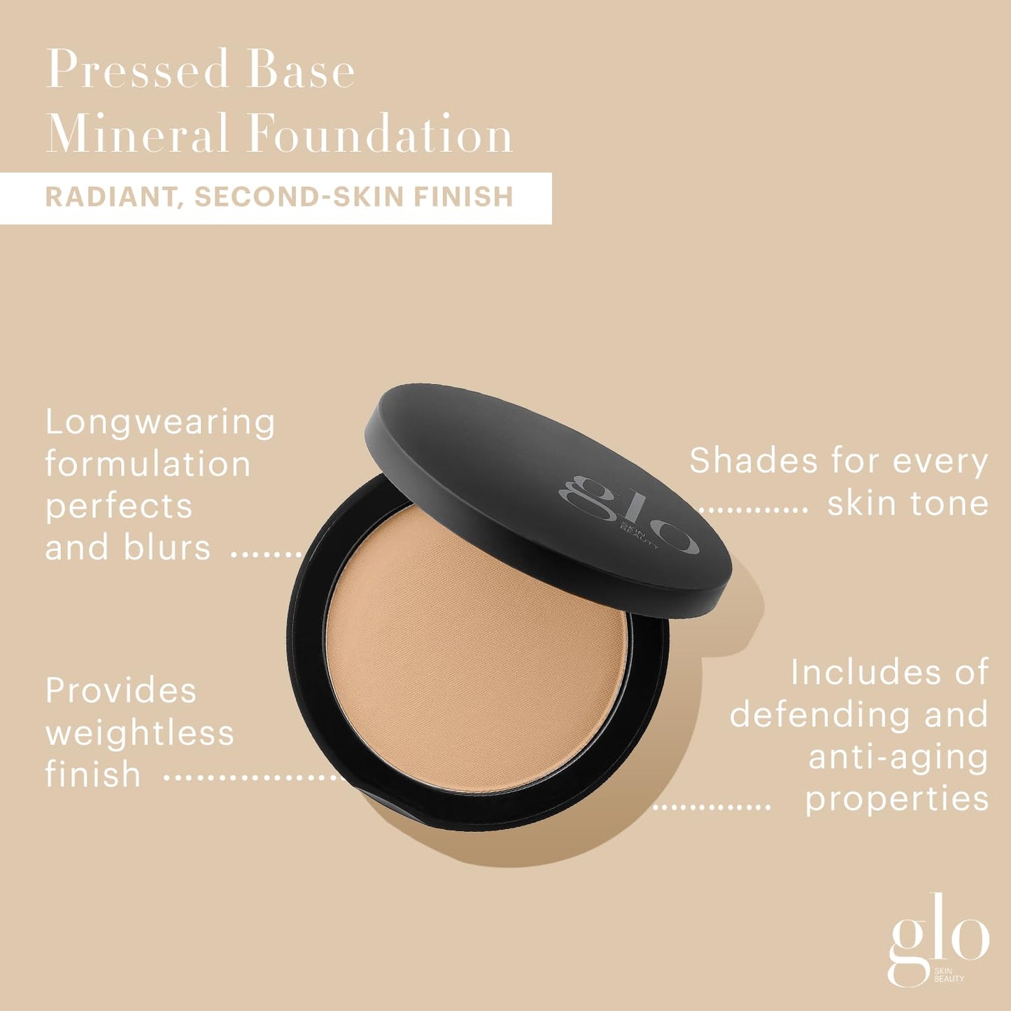 Glo Skin Beauty Pressed Base Powder Foundation, Honey Medium - Buildable Sheer to Full Coverage, Long Wear Face Powder Compact, Pressed Powder Makeup