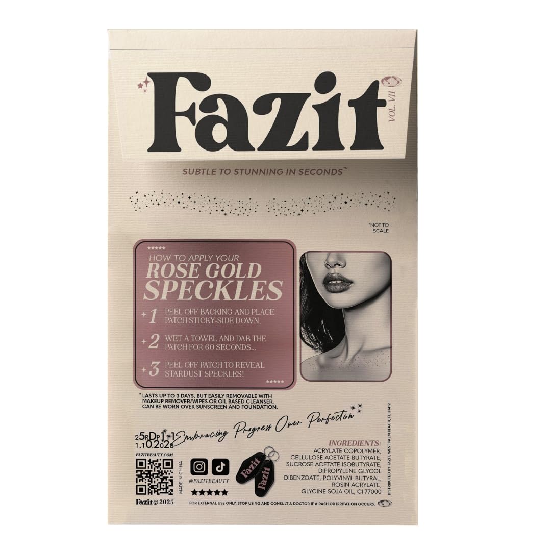 Fazit Makeup Patches - Rose Gold Decollatage Speckles - Glow Up Make-Up Patches - Cute Glitter Makeup Accessories For Women - Cosmetic Glitter