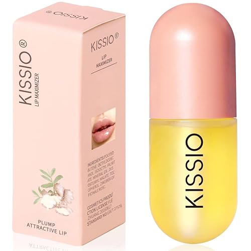 KISSIO Lip Plumper,Natural Lip Plumper for Day Use,Plumping Gloss Make Lips Fuller and Moisturizing 5.5ml,Lips Mask,Hydrating & Reduce Fine