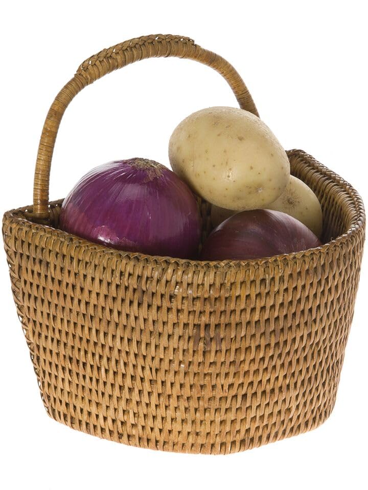 KOUBOO La Jolla Rattan Wall Storage Basket with Handle, Hanging Basket, Decorative, Storage Bin for Plants, Flowers, Home Office Organizer, Honey…