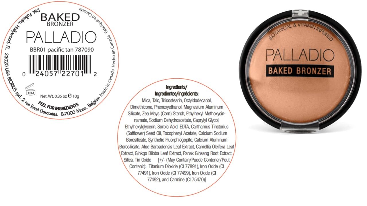 Palladio Baked Bronzer, Pacific Tan, 0.35 Ounce (Pack of 1)