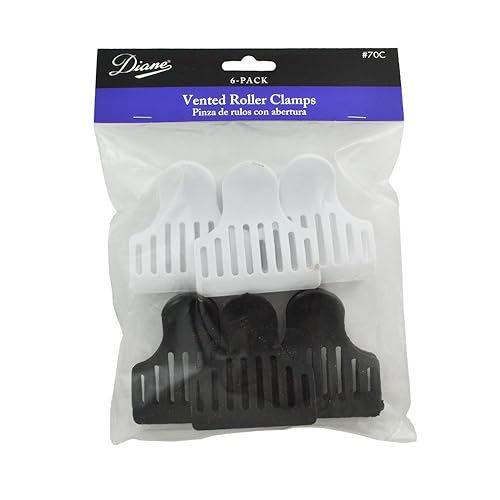 Diane D70C Vented Roller Clamps – Black and White, 6 Count (Pack of 1)