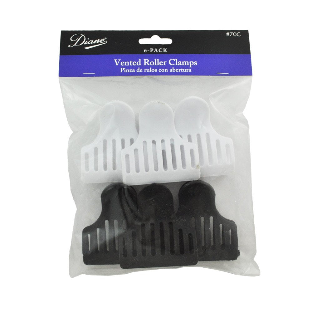 Diane D70C Vented Roller Clamps – Black and White, 6 Count (Pack of 1)
