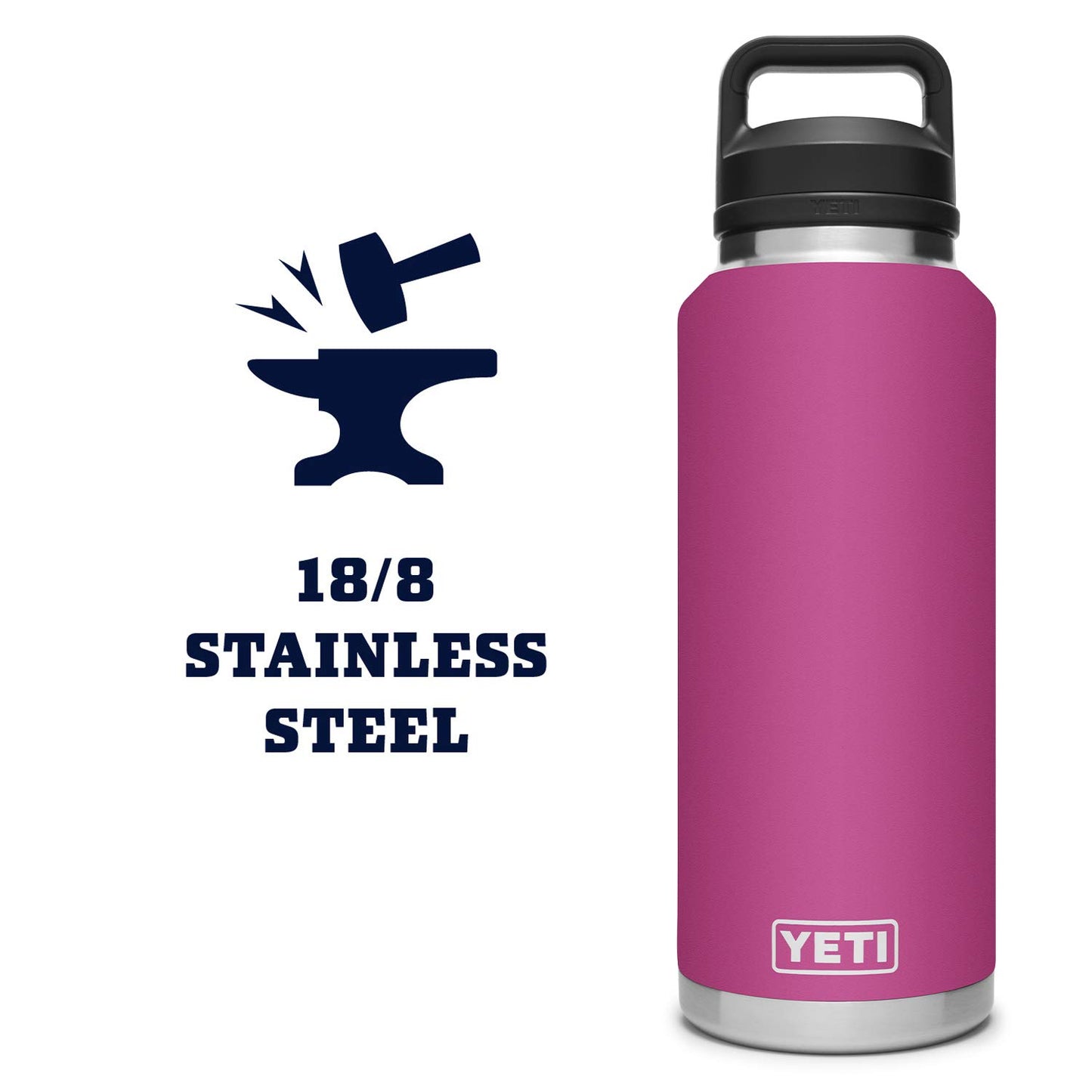 YETI Rambler 46 oz Bottle, Leakproof, Vacuum Insulated, Stainless Steel with Chug Cap, Prickly Pear