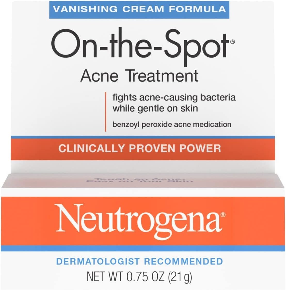 Neutrogena On-The-Spot Acne Treatment Vanishing Cream Formula 0.75 oz (Pack of 5)
