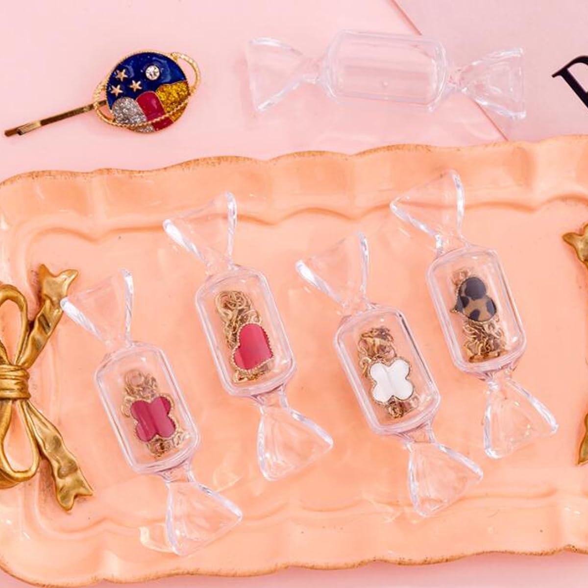 FZBNSRKO 50Pcs Candy Shaped Jewelry Box Mini Candy Jewelry Organizer Earring Organizers Box For Travel Jewelry New Year Valentine's Day Present…