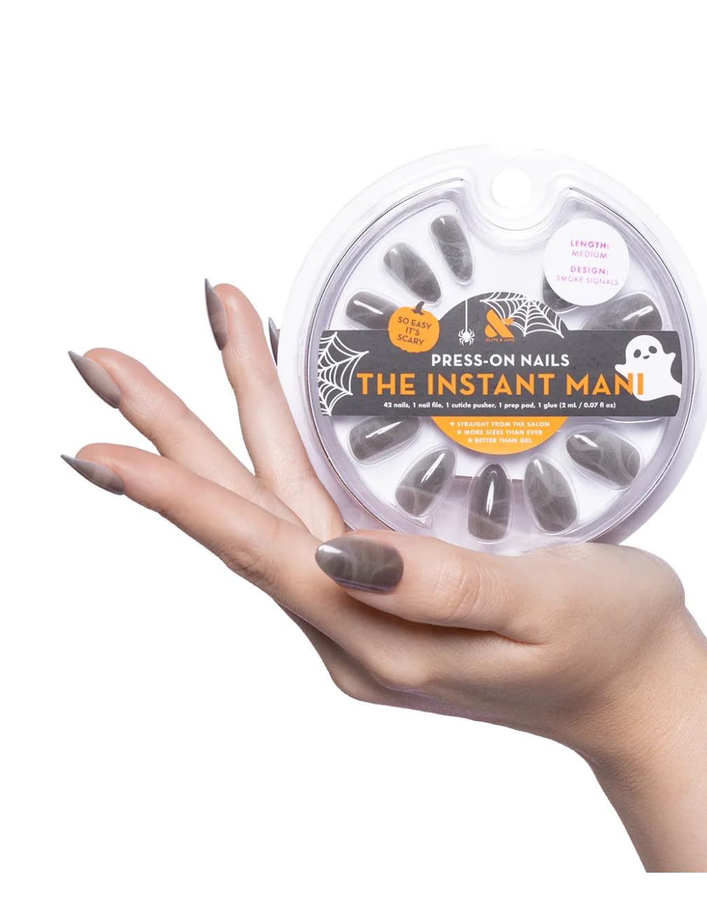 Olive & June Instant Mani Medium Almond Press-On Nails, Smoke Signals, 42 Pieces Beauty & Personal Care Olive & June
